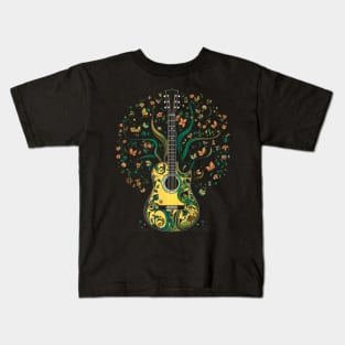 Acoustic Guitar Tree Guitar Player Nature Guitarist Kids T-Shirt